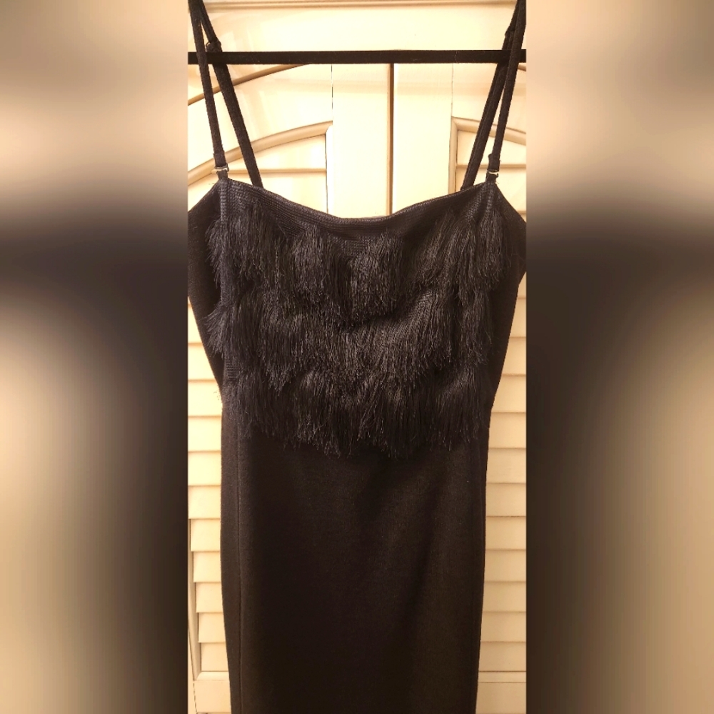 Super Sexy, Fun, Banana Republic Fringe Black Sweater Dress